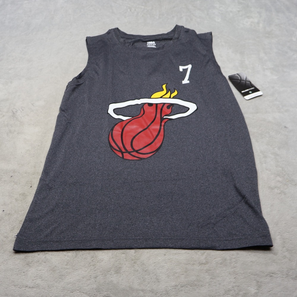 Miami Heat Shirt Youth XL 14/16 NBA Gray #7 Basketball Sleeveless Athletic NEW